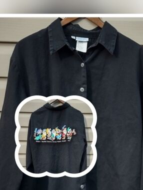 Walt Disney's Snow And The Seven Dwarfs Vintage Original Cotton Button Down Sz L